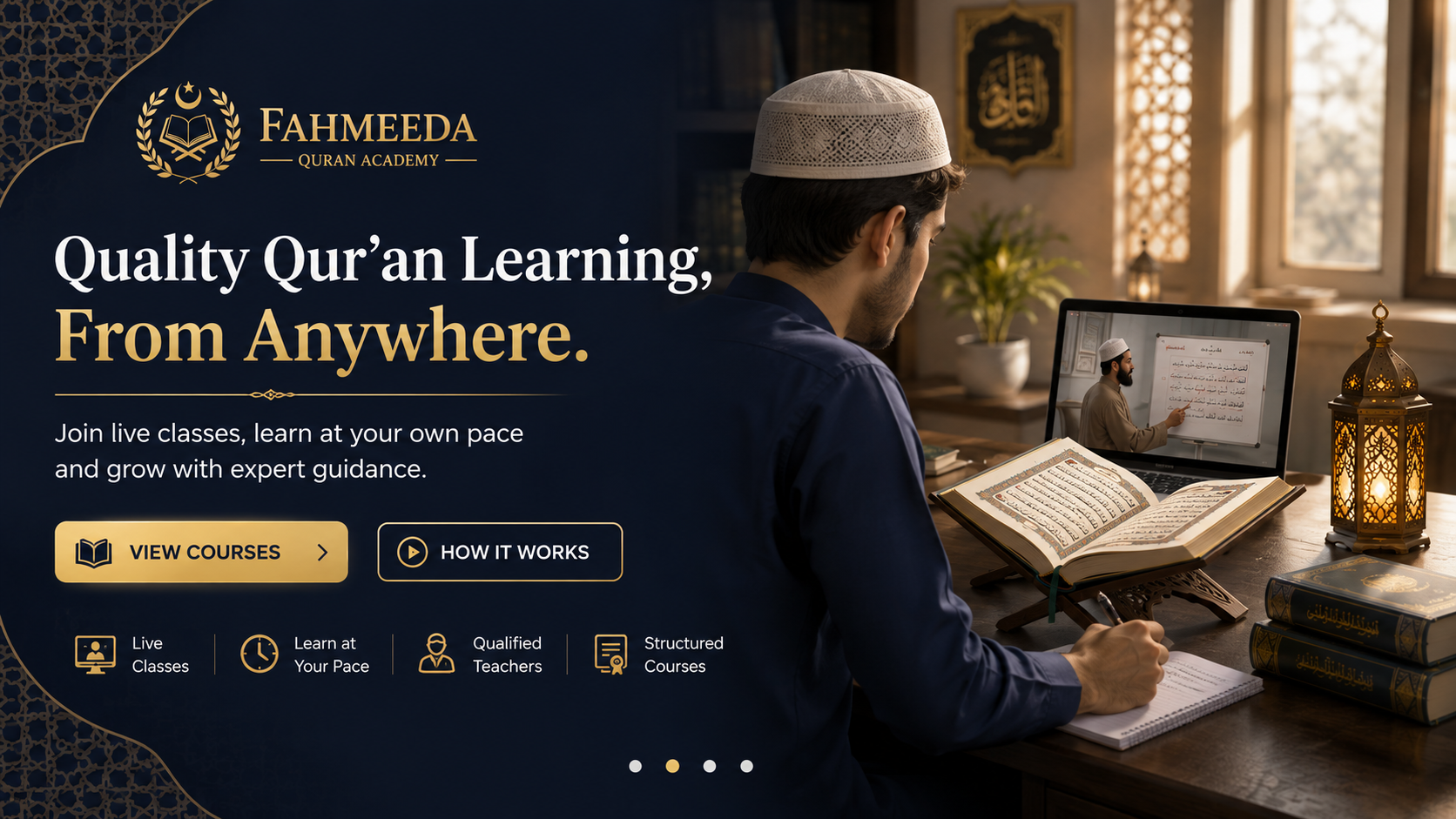 Student attending a live online Qur'an class
